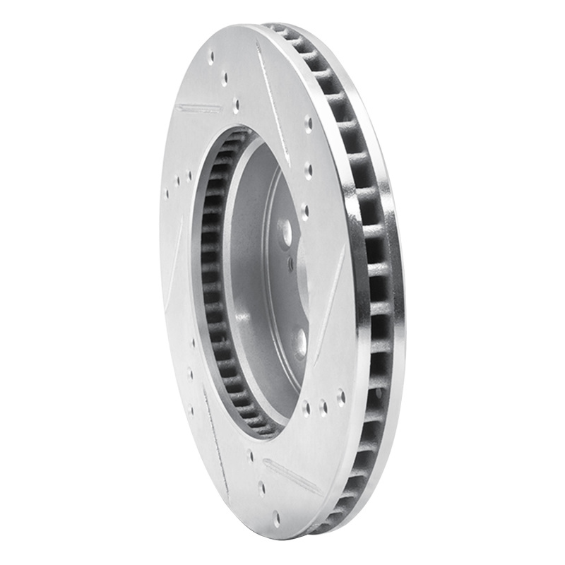 Toyota Prius Brake Rotor (1) - Front Left - R1 Concepts - Drilled & Slotted - Silver - `16-`22